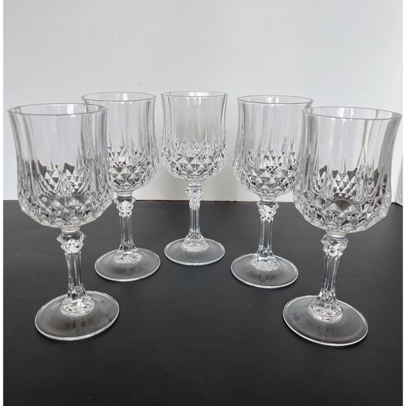 Cristal D’Arques French Wine Glasses Longchamp Pattern 1978 - Picture 1 of 8